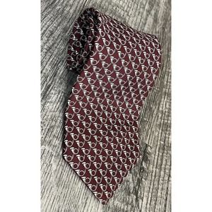 CHRISTIAN DIOR Silk Tie Dark Maroon Bugel Trumpets Saks 5th Avenue Hoilday